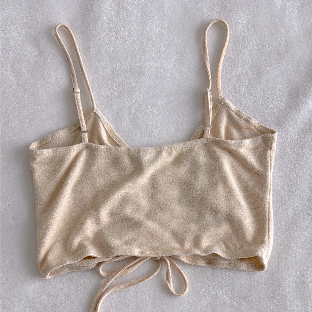 Cream Ruched Crop Top - Picture 3 of 3